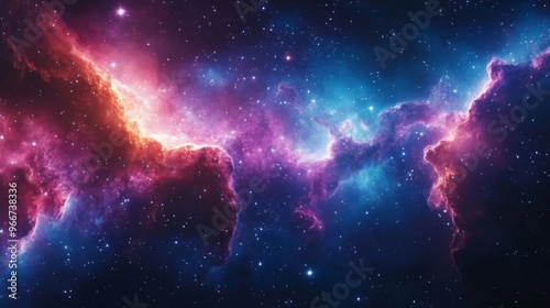 Cosmic Nebula with Pink and Blue Hues and Scattered Stars