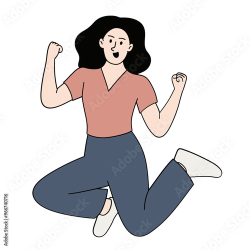 Happy woman jumping
