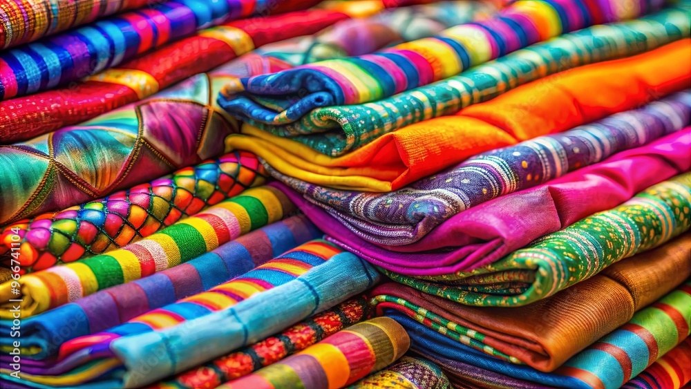 Close up shot of vibrant and colorful fabrics perfect for textile designs or backgrounds Close up shot of vibrant and colorful fabrics perfect for textile designs or backgrounds