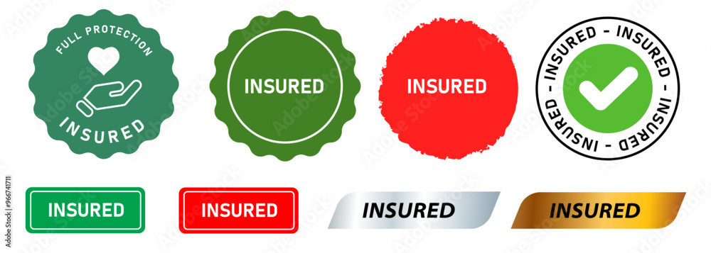 Insured secure fully trusted trustworthy risk free stamp sign green badge collection set license design Insured secure fully trusted trustworthy risk free stamp sign green badge collection set license design