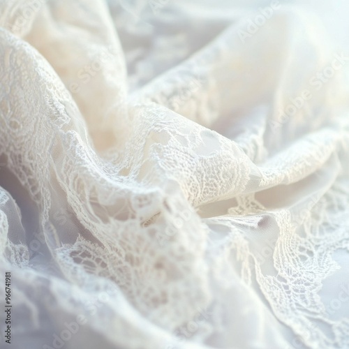 Delicate White Lace Fabric Close-Up