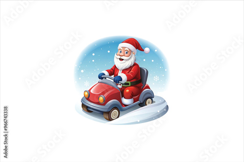  Red christmas sleigh with santa claus vector illustration.