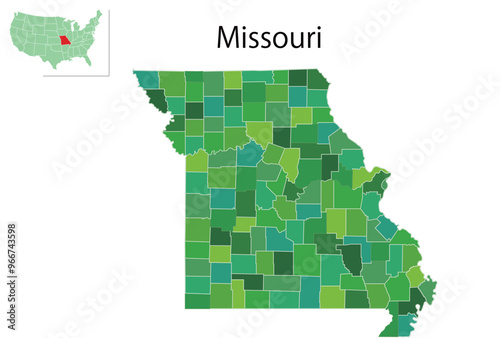 ミズーリ　アメリカ　地図　緑　アイコン