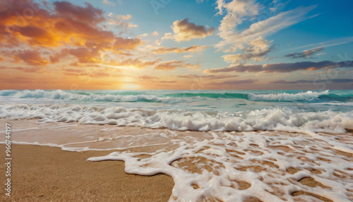beautiful beach background with beautiful sky, ai generated