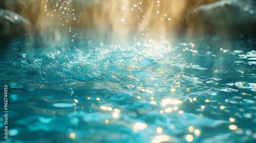 Abstract Close-up of Rippling Water with Golden Glints photo