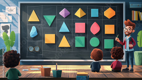 A playful cartoon math clas...