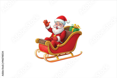  Red christmas sleigh with santa claus vector illustration.