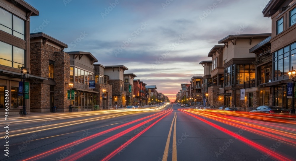 Street Lights at Dusk in a City Street Lights at Dusk in a City