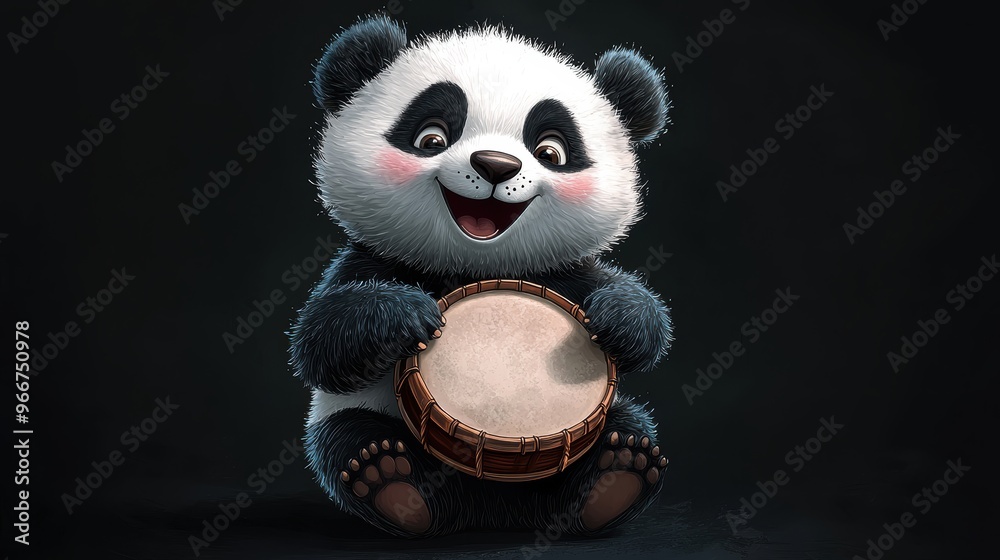 Fototapeta premium Happy Panda Playing Drum