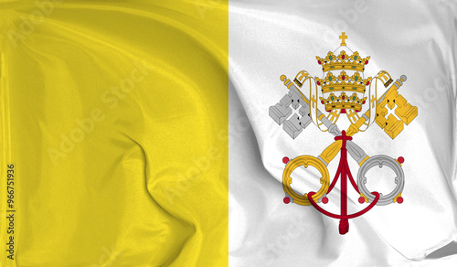 An up close view of Vatican City (Holy See) flag flying textures