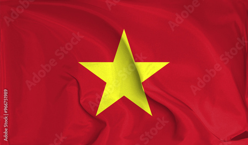 An up close view of Vietnam flag flying textures