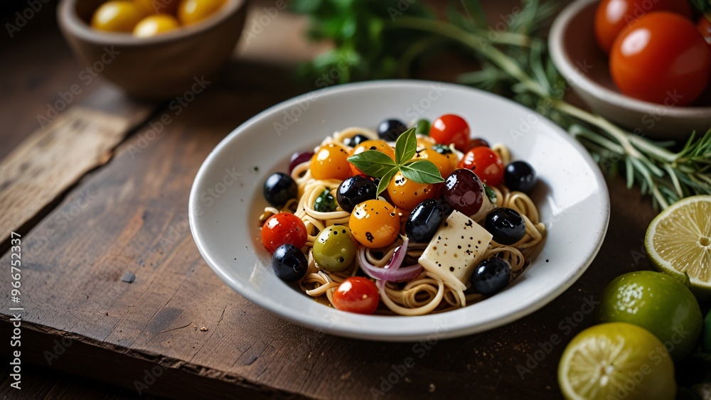 Mediterranean Pasta Salad with Cherry Tomatoes Olives and Basil Mediterranean Pasta Salad with Cherry Tomatoes Olives and Basil