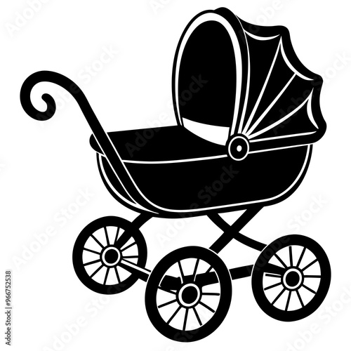 baby carriage on a white background, baby carriage silhouette vector illustration