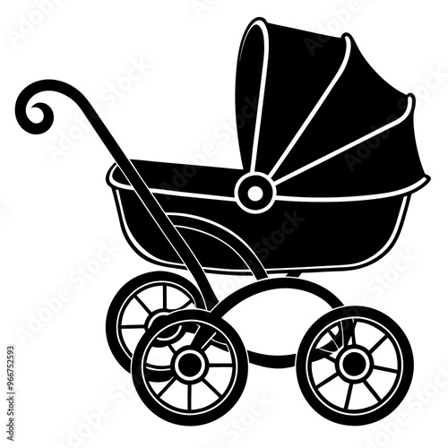 baby carriage on a white background, baby carriage silhouette vector illustration