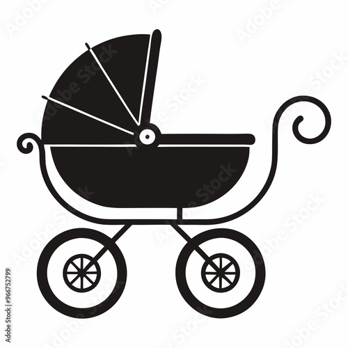 baby carriage on a white background, baby carriage silhouette vector illustration