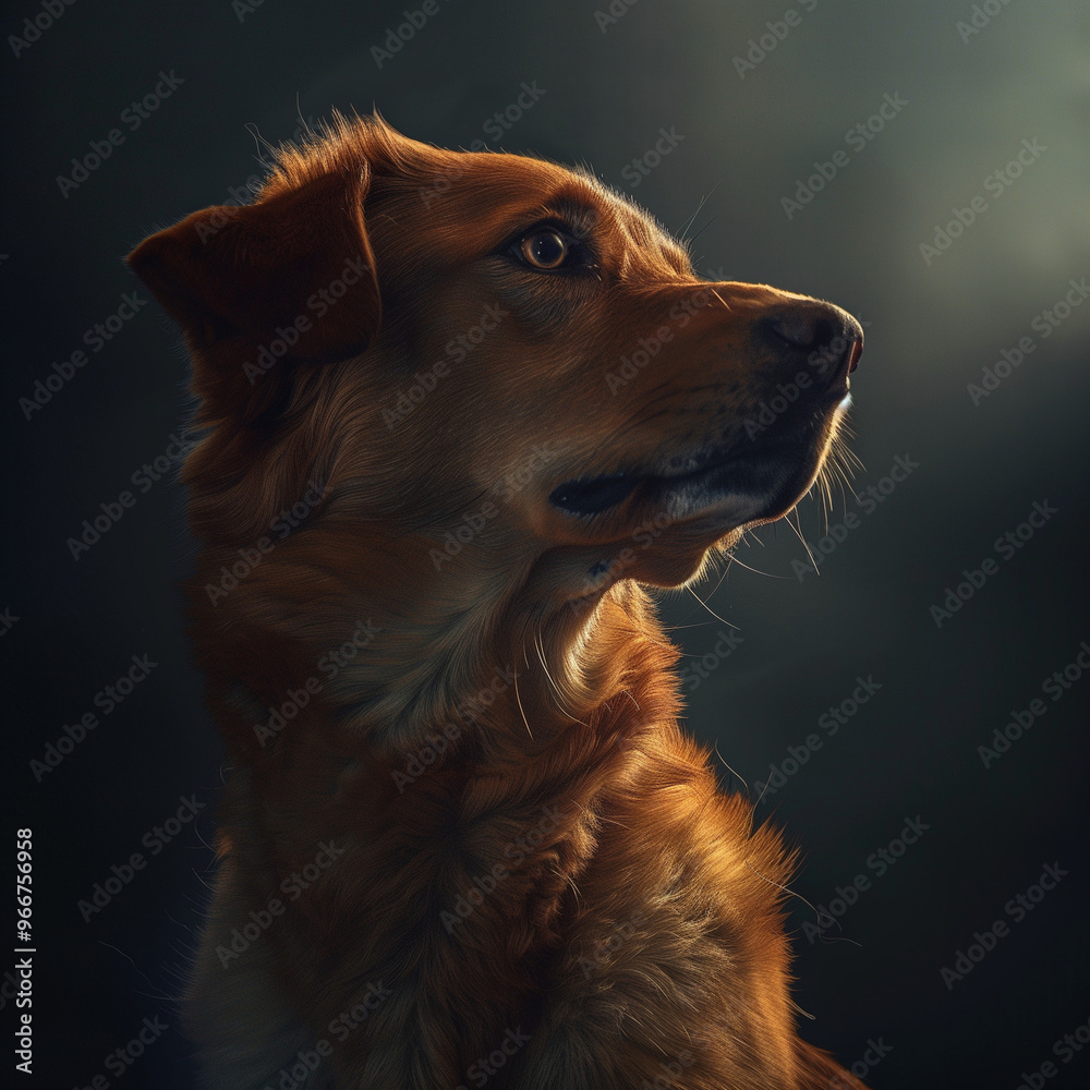 Golden Dog in Moody Lighting Looking Away
Golden Dog in Moody Lighting Looking Away