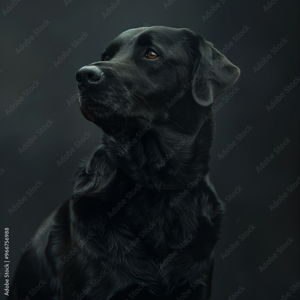 Black Labrador in Thoughtful Pose
Black Labrador in Thoughtful Pose
