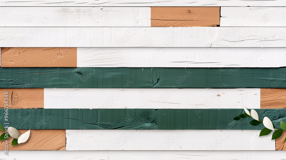 Rustic Wooden Planks with Green Accents and Delicate Floral Touches Seamless Pattern Rustic Wooden Planks with Green Accents and Delicate Floral Touches Seamless Pattern