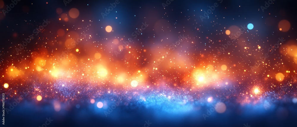 Abstract Background of Orange and Blue Lights with Glitter and Bokeh Abstract Background of Orange and Blue Lights with Glitter and Bokeh