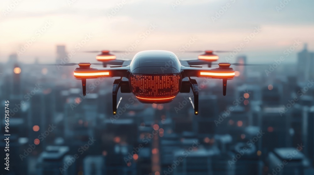 Futuristic Urban Air Mobility System with Interactive Digital Controls and Holographic Air Taxis Futuristic Urban Air Mobility System with Interactive Digital Controls and Holographic Air Taxis