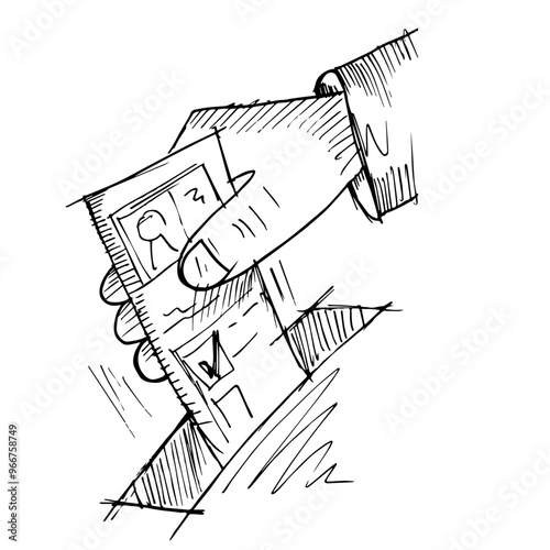 Vote, box and paper, illustration doodle