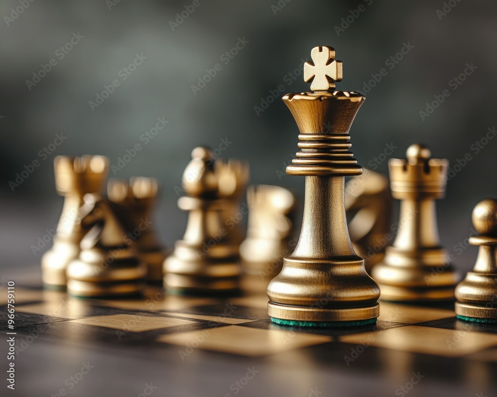 Close-up of a gold chess king piece on a wooden board, symbolizing strategy, competition, and intellectual gameplay. Close-up of a gold chess king piece on a wooden board, symbolizing strategy, competition, and intellectual gameplay.