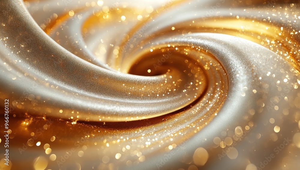 Golden Swirling Fabric with Glittering Lights Golden Swirling Fabric with Glittering Lights