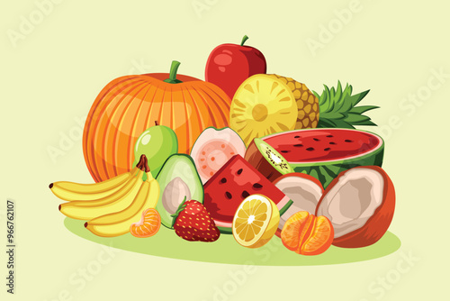 Pile of Various Fruits Vector