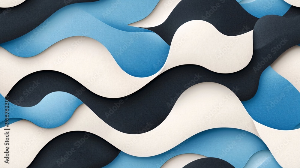 Abstract Fluid Wave Seamless pattern in Blue, Black, and White Abstract Fluid Wave Seamless pattern in Blue, Black, and White