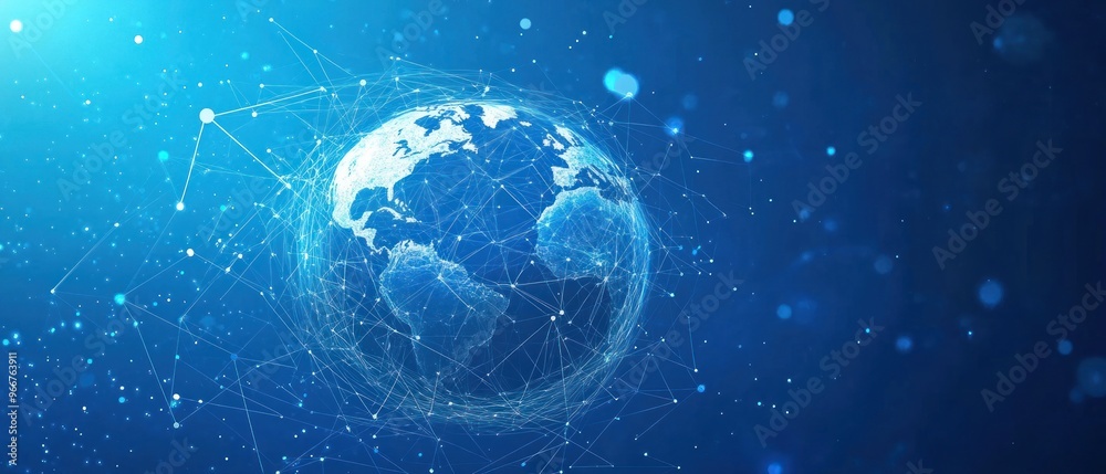 Obraz premium A Digital Globe Connected by a Network of Lines