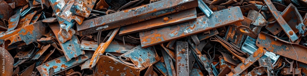 Collection of Recyclable Metal Materials Ready for Processing Close-Up of Metal Waste in a Junkyard Accumulated Scrap Metal and Rusty Debris Collection of Recyclable Metal Materials Ready for Processing Close-Up of Metal Waste in a Junkyard Accumulated Scrap Metal and Rusty Debris