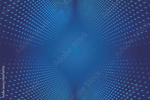 Color Half-tone blue polka dots spherical shape background