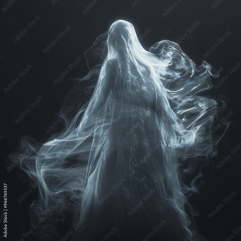 Mysterious Ghostly Figure Wrapped in Misty Fabric in Dark Art
Mysterious Ghostly Figure Wrapped in Misty Fabric in Dark Art