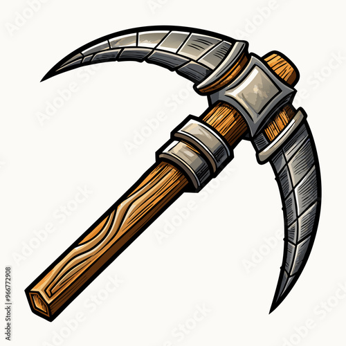 Cartoon Style Mining Pickaxe Illustration   Iconic Tool Design for Adventure Games
