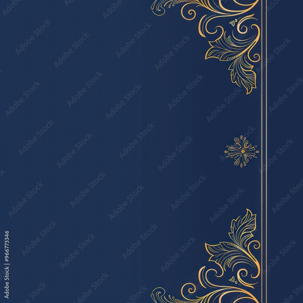 Elegant Gold Frame on Navy Background. Elegant Gold Frame on Navy Background.