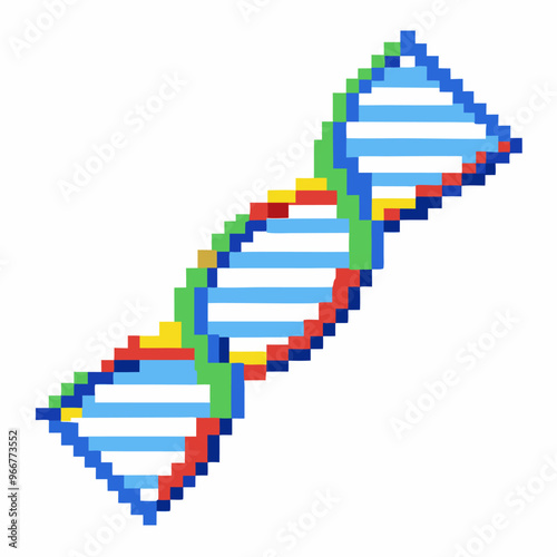 Pixel Art DNA Helix  Colorful Digital Representation of Genetics