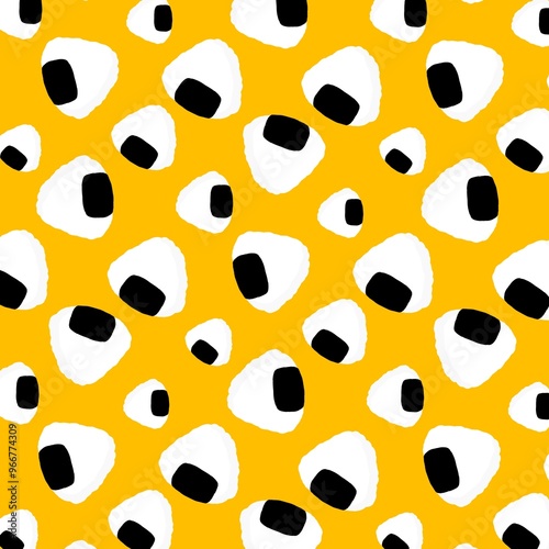 Seamless background with rice balls pattern.