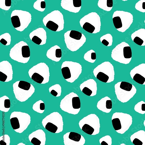 Seamless background with rice balls pattern.