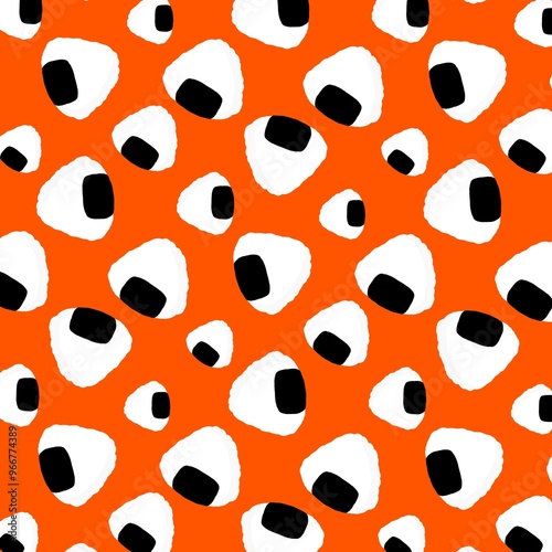 Seamless background with rice balls pattern.