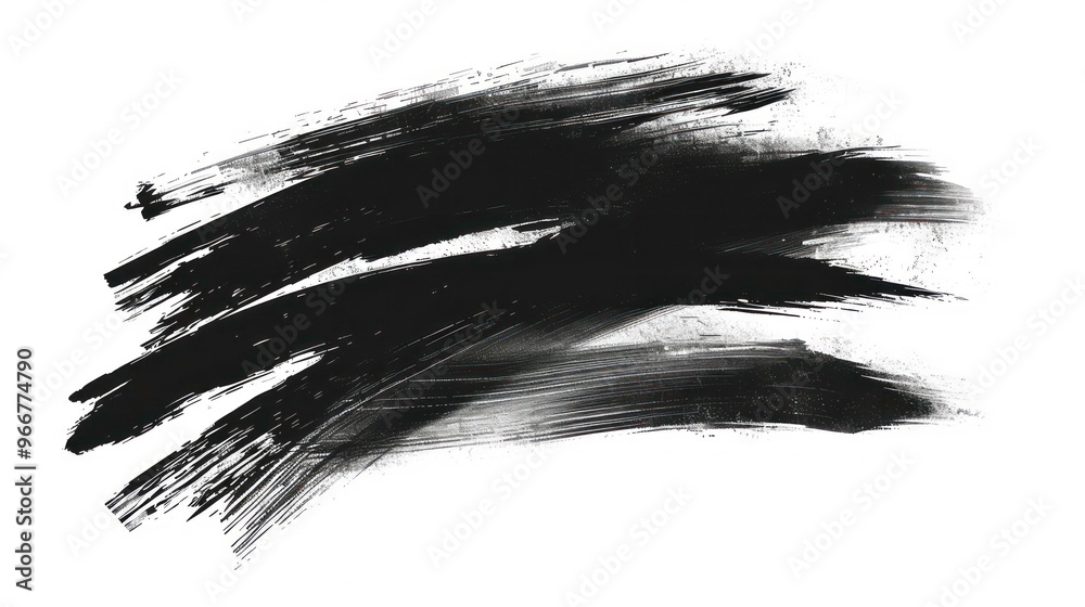 Obraz premium Abstract black brush stroke on white background.