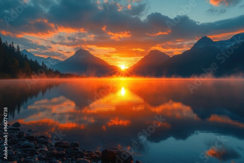 Sunrise over Mountain Lake