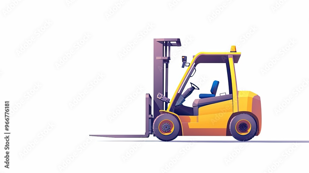 Naklejka premium Forklift on the white background. Cartoon illustration.