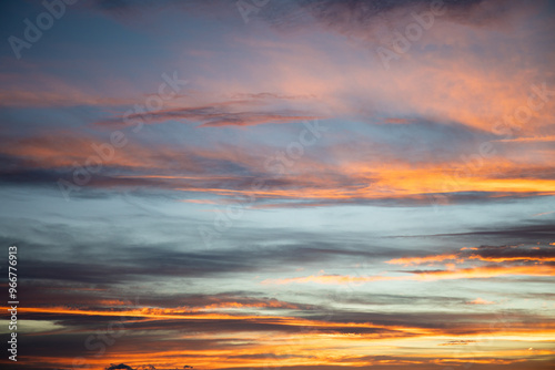 Fototapeta Naklejka Na Ścianę i Meble -  Red sunset in Wyoming with clouds
