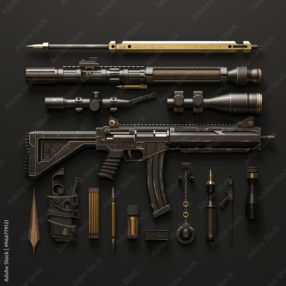 Futuristic Sniper Rifle and Tactical Equipment Set
Futuristic Sniper Rifle and Tactical Equipment Set