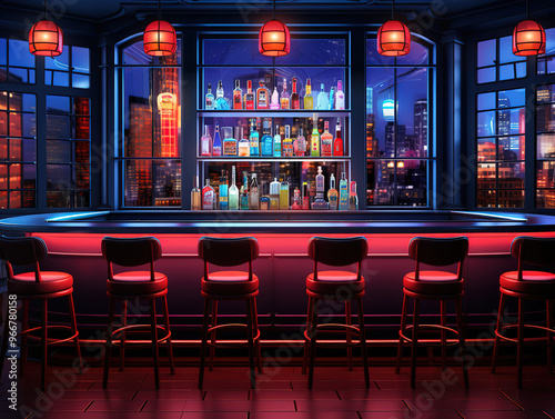 Amazing Modern restaurant interior with flat design