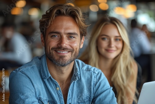 Smiling Couple in a Cafe