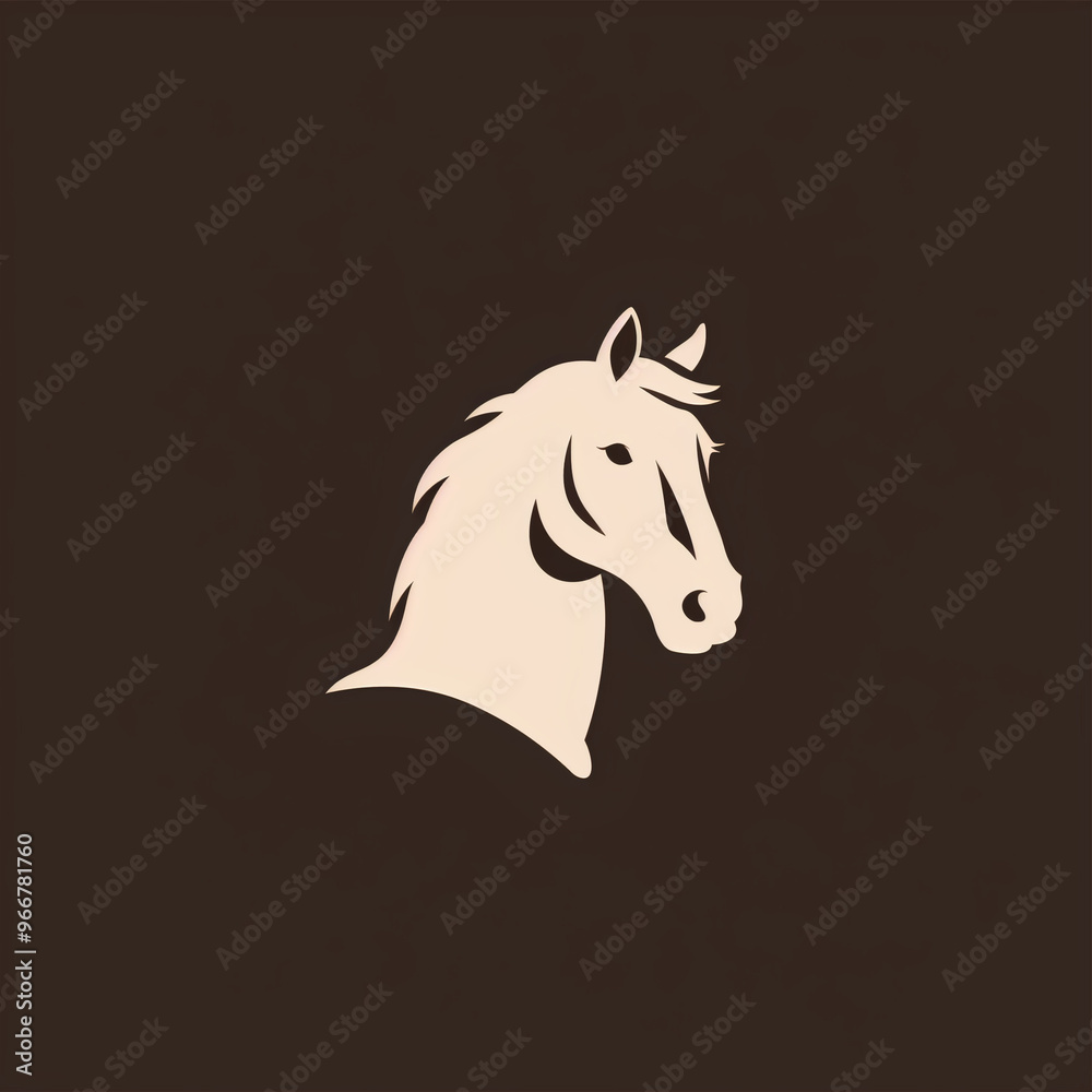 Obraz premium Minimalist horse head logo in beige and brown 