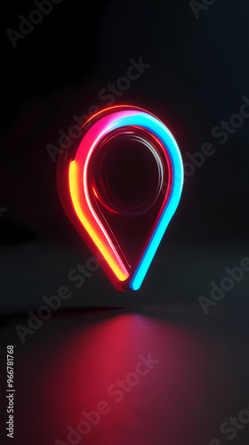 Neon location marker with tech feel