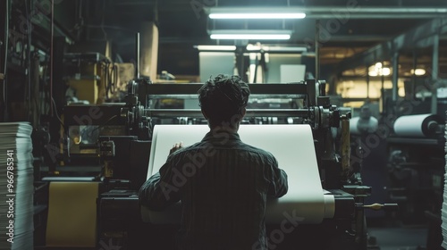 Typewriter in a Vintage Printing Press Workshop