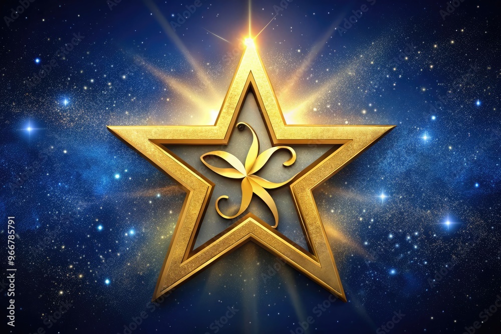 A stylized, golden five-pointed star icon with a crimson, cursive A stylized, golden five-pointed star icon with a crimson, cursive